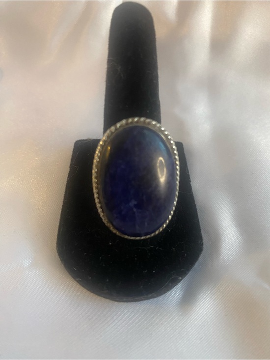 Jewelry - Sterling Silver and Lapis Lazuli Oval Stone Cocktail Ring